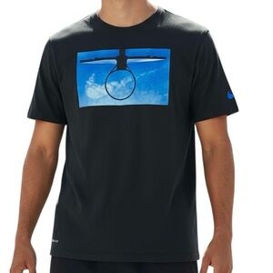 Nike Men's Black Dri Fit Tee with Blue Sky Graphic Basketball Net Size Large